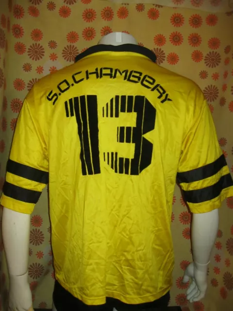 Vintage 80 Ancien MAILLOT STADE OLYMPIQUE CHAMBERY SOC FOOTBALL Porté #13 TM? L?