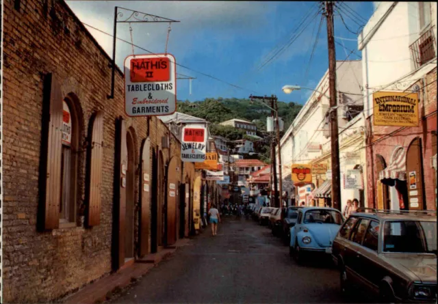 Postcard ST. THOMAS U.S. Virgin Islands Street View Cars Autos u.a. VW Käfer