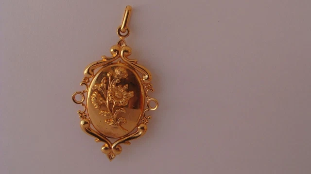 Pendentif Ancien Porte-charme Décolleté En Plaque Or - Fix - Occasion Avec Rayures