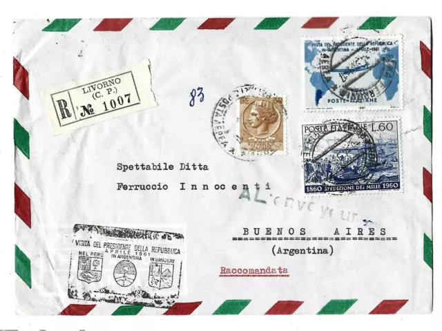 1961 - Lettera Raccomandata - Via Aerea - Del 20-04-1961 - Spedita Da Livorno In