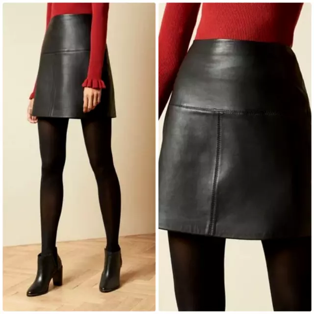 NEW Ted Baker Mini Skirt Womens Medium Vegan Leather High Rise A Line Verium