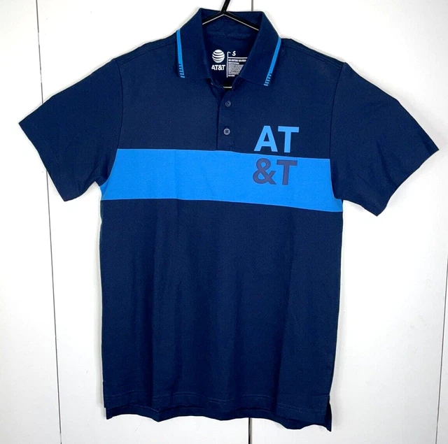 AT&T Men's Small Employee Polo Blue Short Sleeve Work Shirt Uniform