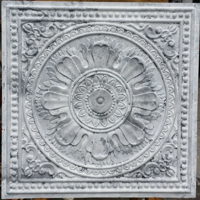 Village style ceiling tin distressed white gray decor wall panel PL17 10pcs/lot