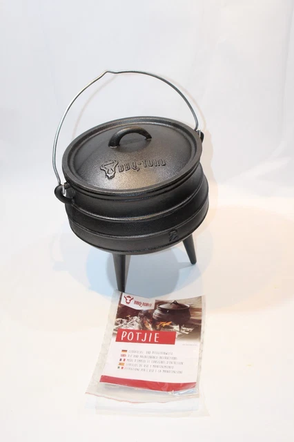 BBQ-Toro Potjie Gusseisen Kessel Bräter wie Dutch Oven 6 l für 4-6 Pers