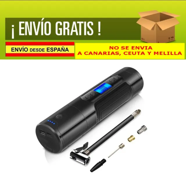 Mini Compresor de Aire Portátil 150 PSI 25L / MIN Cable USB Recargable con LED