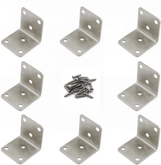 8 Pack Corner Brace Support, Stainless Steel L Bracket for Wood,Metal Joint Angl
