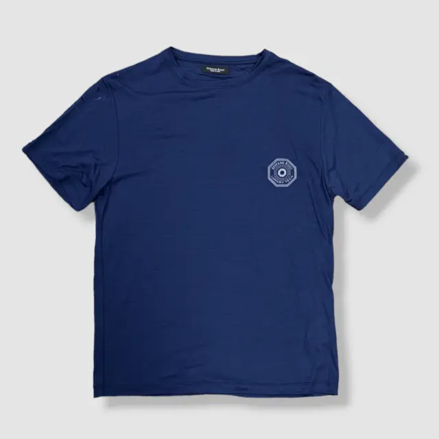 $450 Stefano Ricci Men's Blue Wool Luxury Tech Logo T-Shirt Size Medium
