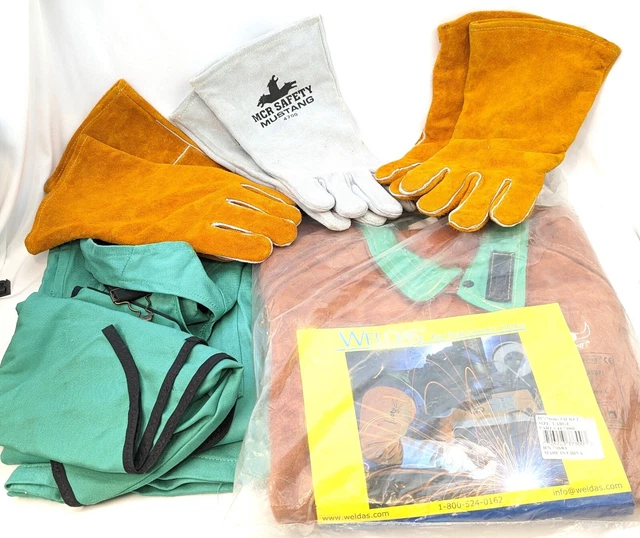 Leather Welding Jacket Gloves Weldas MCR Mustang Stanco Flame Resistant Hood