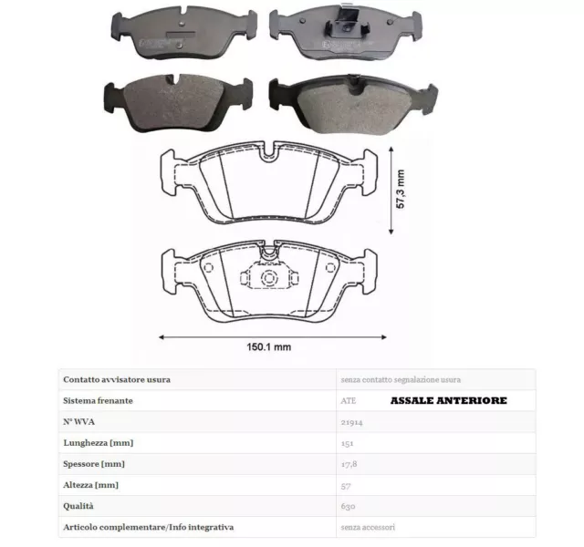 Kit 4 Pastiglie Freno Anteriori Bmw Serie 3 (E36) 318 I 83Kw Dal1992->1998(152) 3