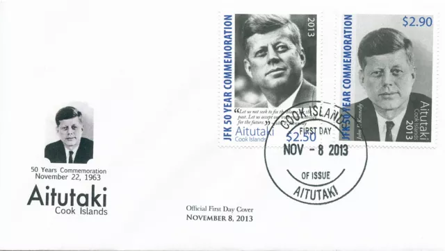 Aitutaki Cook Islands 2013 FDC JFK 50 Year Comm 2v Set Cover John F Kennedy US