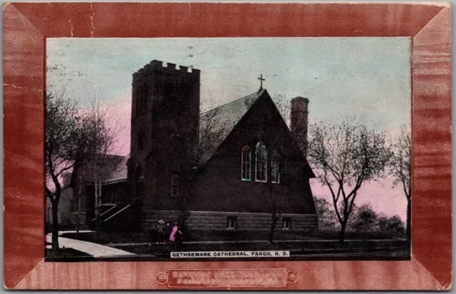 Vintage FARGO, North Dakota Postcard "GETHSEMANE CATHEDRAL" Church / 1909 Cancel