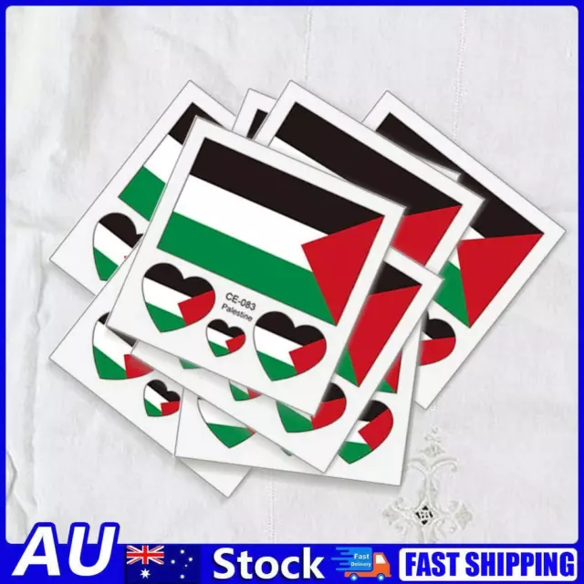 AU 10pcs Tattoo Stickers Easy Application Palestine Flag Sticker for Parade Even