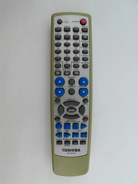 Toshiba SE-R0135 TV DVD VCR Combo Remote Control