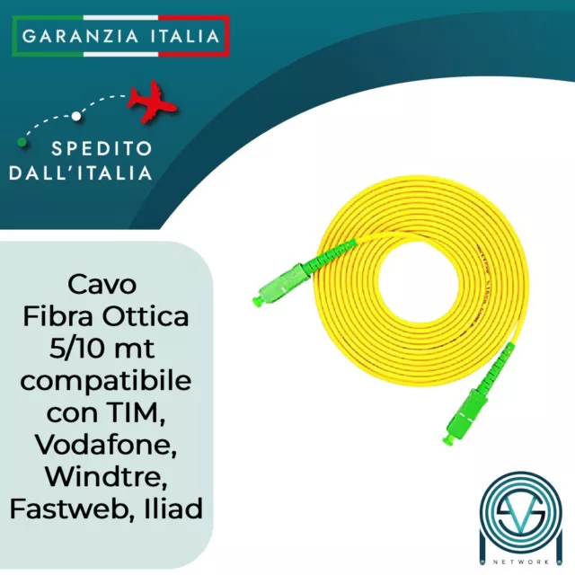 Cavo Fibra Ottica SC/APC per SC/APC Simplex Monomodale 9/125 TIM WIND VODAFONE