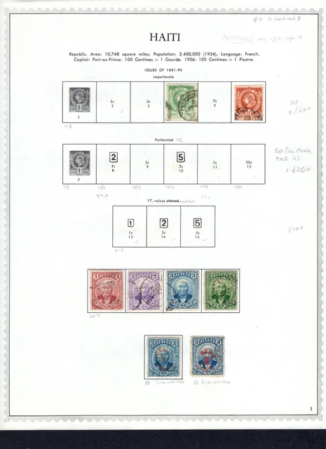 HAITI 1881-1919 fine used collection on 20 pages inc PMKS, blocks & varieties