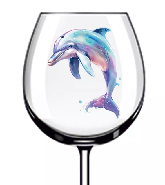 12x Rainbow Dolphin Kitchen Shop Wine Glass Bottle Tumbler Vinyl Sticker Decal