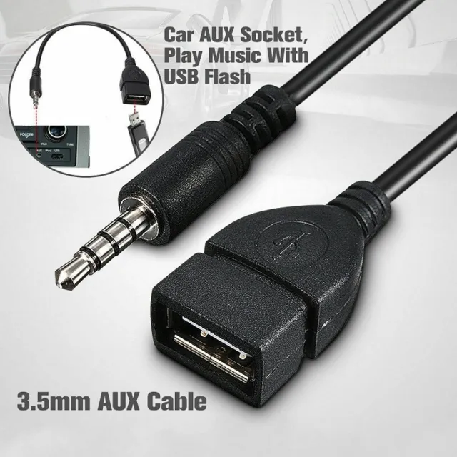 3.5mm AUX Audio Plug to USB 2.0 A Male to Female Jack OTG Lead Convertr Adapter