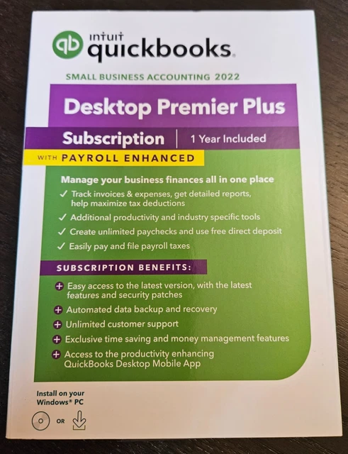 NEW Intuit QUICKBOOKS DESKTOP PREMIER PLUS 2022 ENHANCED PAYROLL Windows PC NEW Intuit QUICKBOOKS DESKTOP PREMIER PLUS 2022 ENHANCED PAYROLL Windows PC