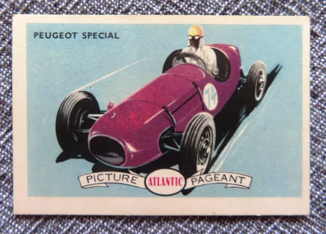 1950s ATLANTIC Petrol "Series of Racing Cars" Card: PEUGEOT SPECIAL - #53