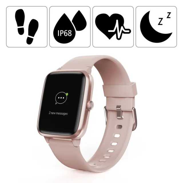 Hama Smartwatch Fit Watch 5910 GPS Wasserdicht Herzfrequenz Schrittzähler Rosa