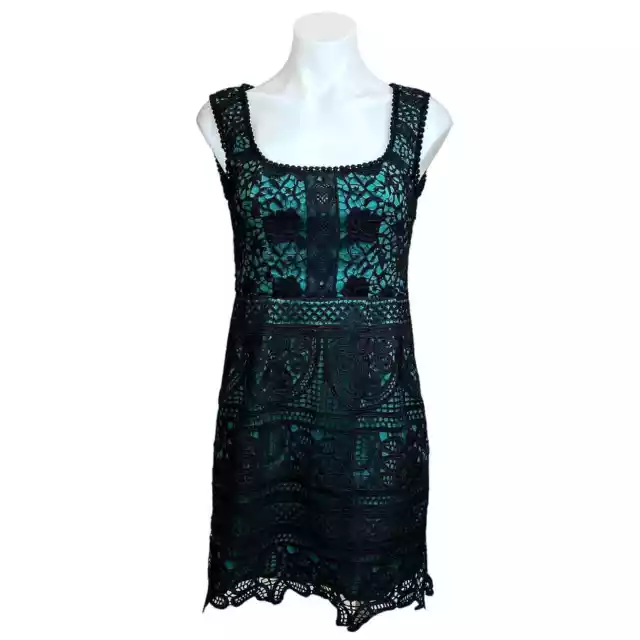 Nanette Lepore $287 Viva Italia Green Lace Formal Sleeveless Mini Shift Dress