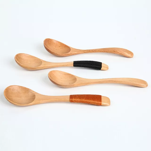 Natural Wooden Dinnerware Coffee Spoon Wooden Kitchen Long Handle ▼