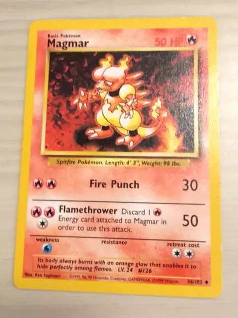 POKÉMONKARTEN - Magmar Basis Set 36/102 unbegrenzt selten