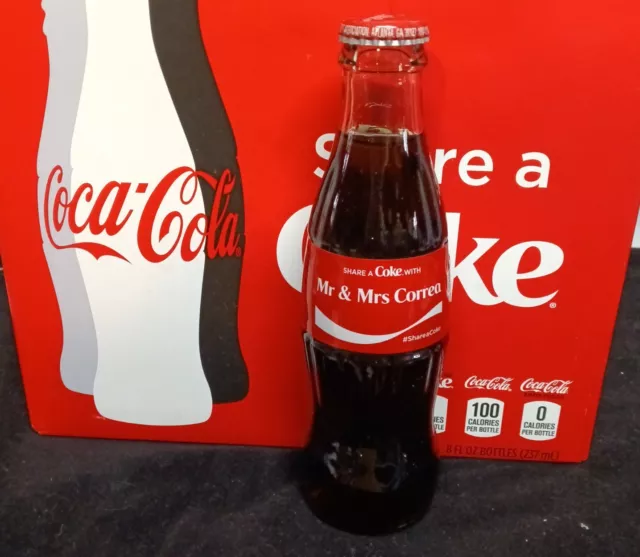 1 PERSONALIZED COCA-COLA  SHARE A COKE WITH "Mr.& Mrs. Correa" 8 OZ GLASS BOTTLE