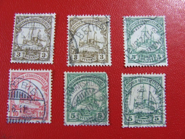 6 x Briefmarke Kolonien Deutsch-Südwestafrika gestempelt