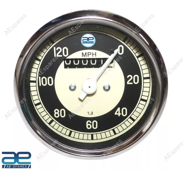 Schwarz & Creme Gesicht 120 Mph Tachometer Für BMW R25 R26 & R50-51 Aes