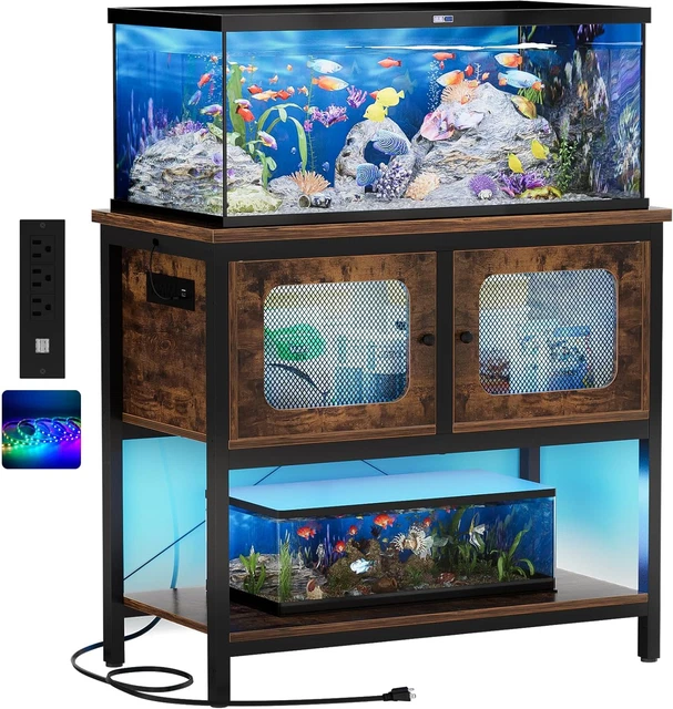 40-50 Gallon Aquarium Stand with LED Light and Sockets, Metal Fish Tank Stand Co