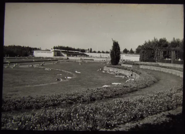 Glas Zauberlaterne Rutsche STADIONBÄDER NÜRNBERG NR. 2 DATIERT 1935 FOTO DEUTSCHLAND