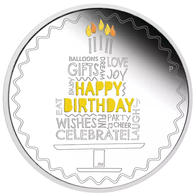 2021 Australia Happy Birthday 1oz $1 PROOF Silver dollar Coin Colorized