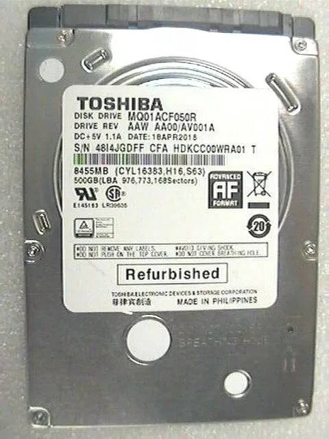 500Gb Toshiba MQ01ACF050 2.5" internal SATA 6Gb/s 7mm 7200rpm laptop Hard Drive