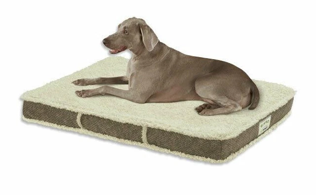 Orvis Memory Foam Dream Lounger Shearling Fleece Dog Bed XL HUGE Brown Tweed NEW 3