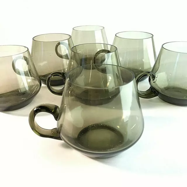 Tassen Teetassen SET  50er 60er Gläser 7,5 Rauchglas VINTAGE Glas