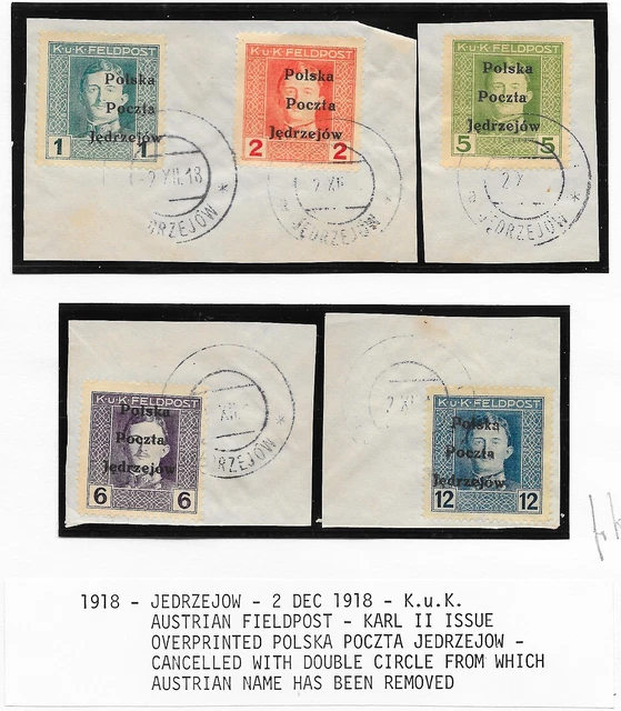 Poland stamps 1918 JEDRZEJOW KuK stamps ovpt POLSKA POCZTA JEDRZEJOW