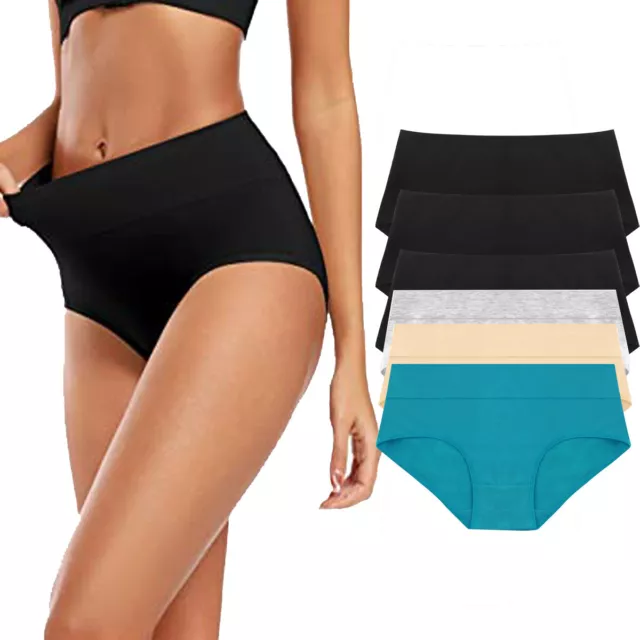 Women's 2-6 Pack High Waist Cool Brief Underwear Girdle Panties S-5XL  #69061A 