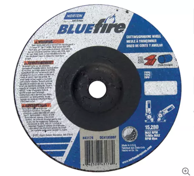 5X Norton Blue Fire Grinding Wheels, 6" x 1/8", 7/8" arbor, Norton 66252843198