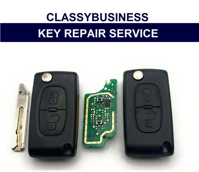 Citroen DS3 2-Button Remote Key Fob Repair Case With Battery & Switches (Used, Black)