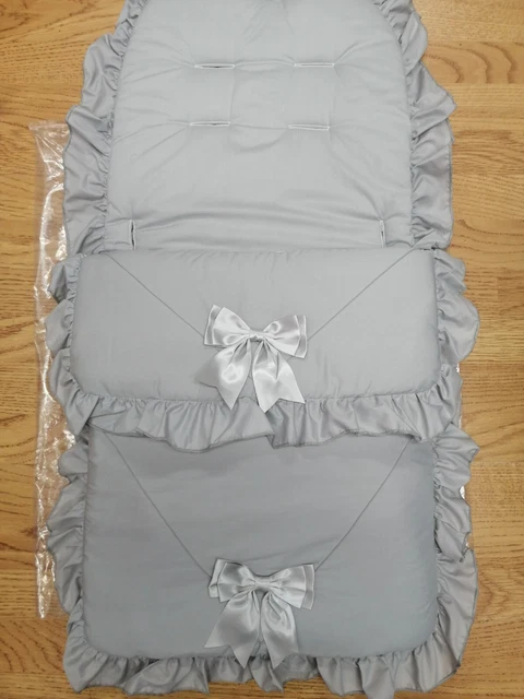 Baby Mädchen/Jungen grau große Bandschleifen Fuß Muff gemütliche Zehen Kinderwagen Buggy