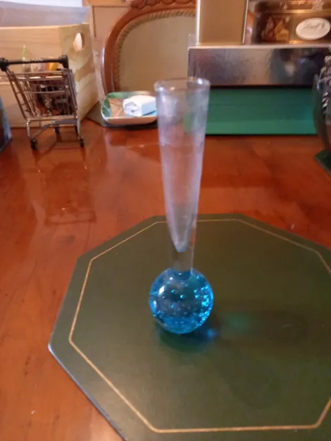 Blue  Controlled Bubble Bud Vase Small