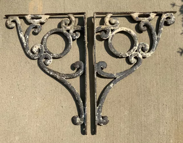 Antique Pair Cast Iron Shelf Utility Kitchen Sink Brackets
