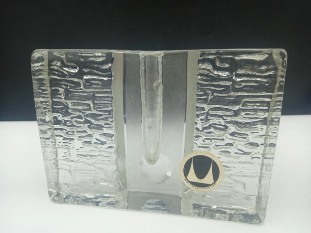 Vase Soliflore Ancien WALTHER - Verre Transparent Motifs Géométriques - Années 70