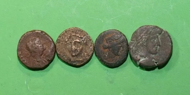 Taters Relics  Group Lot of 4 Small Module Greek Bronze ae Coins     ab4443