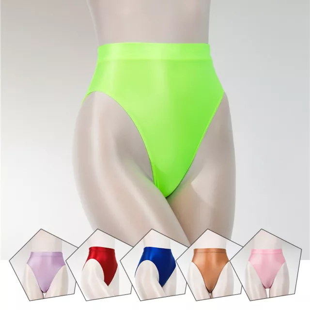 Womens Mens Silky Shiny Satin Glossy Wet Look Knickers Briefs Underwear Panties