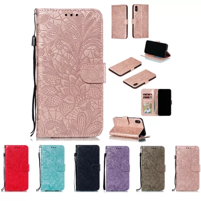 10pcs/lot Lace Flower Holster Flip PU Leather Case iPhone Samsung LG Nokia Moto