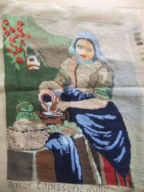 Gobelin bereits gestickt (fast fertig) -  MILCHFRAU - Grösse ca. 48x38cm