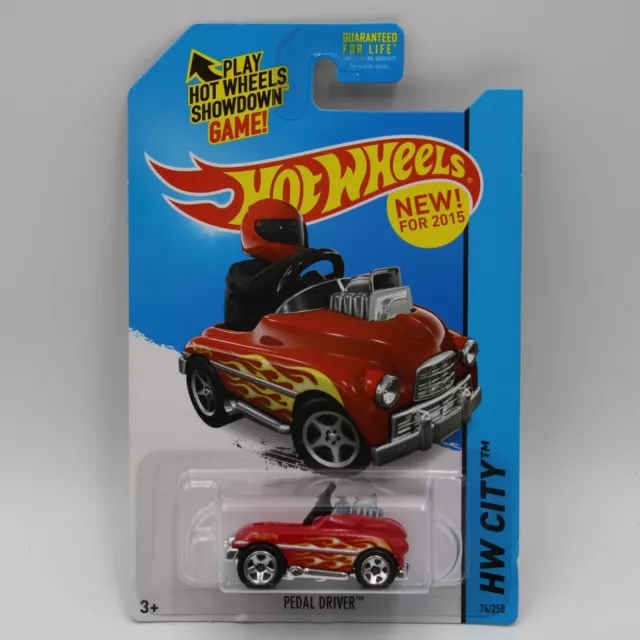 Hot Wheels Pedal Driver Car Red Flames New for 2015 HW City Surf Patrol 74/250