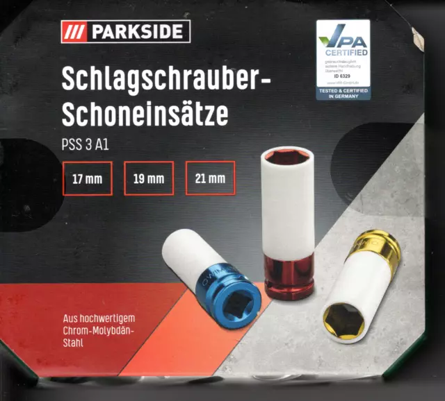 PARKSIDE PSS 3 A1 Nuss Schlagschrauberschoneinsätze Alufelgenschutz 17, 19,  21mm EUR 18,99 - PicClick DE